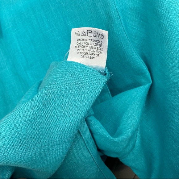 David Dart Turquoise Blue Linen Button-Down Shirt Large - Picture 8 of 8